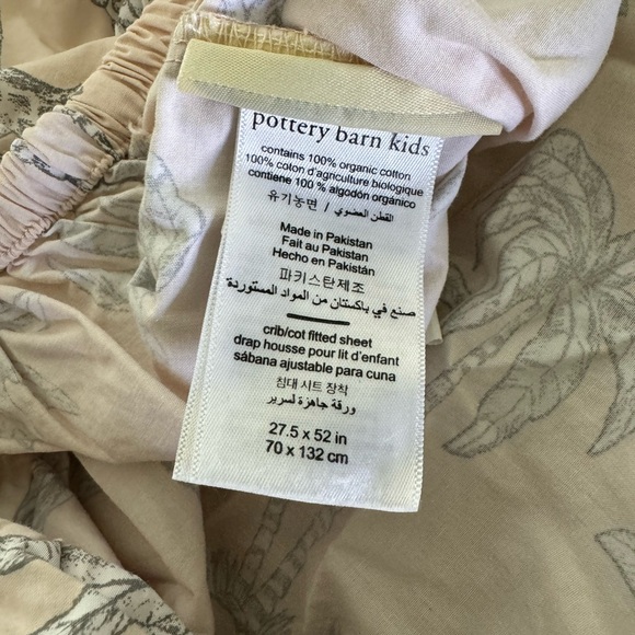 Pottery Barn Kids Grand Safari Crib Fitted Sheet Blush And Gray 100% Cotton - Picture 2 of 3